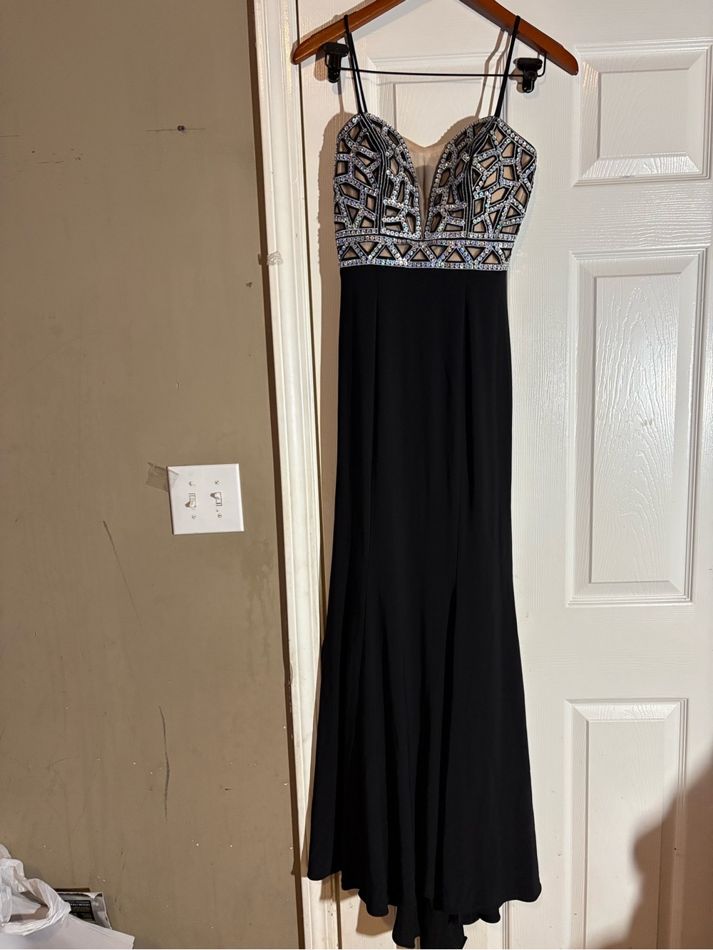 Blair Black Prom Dress with Embellished Geometric Bodice